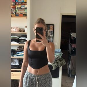 Divided Elegant Black Women's Top, Size M